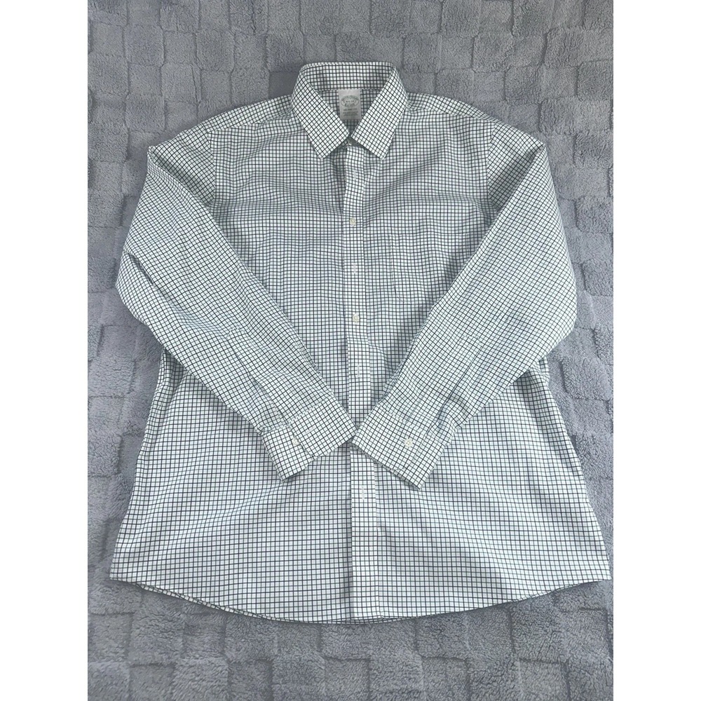 Brooks Brothers Milano Fit Dress Shirt 16.5-34 Plaid Supima Cotton Non-Iron